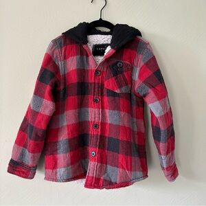 Capsule Red Plaid Flannel Sherpa-Lined Hooded Jacket